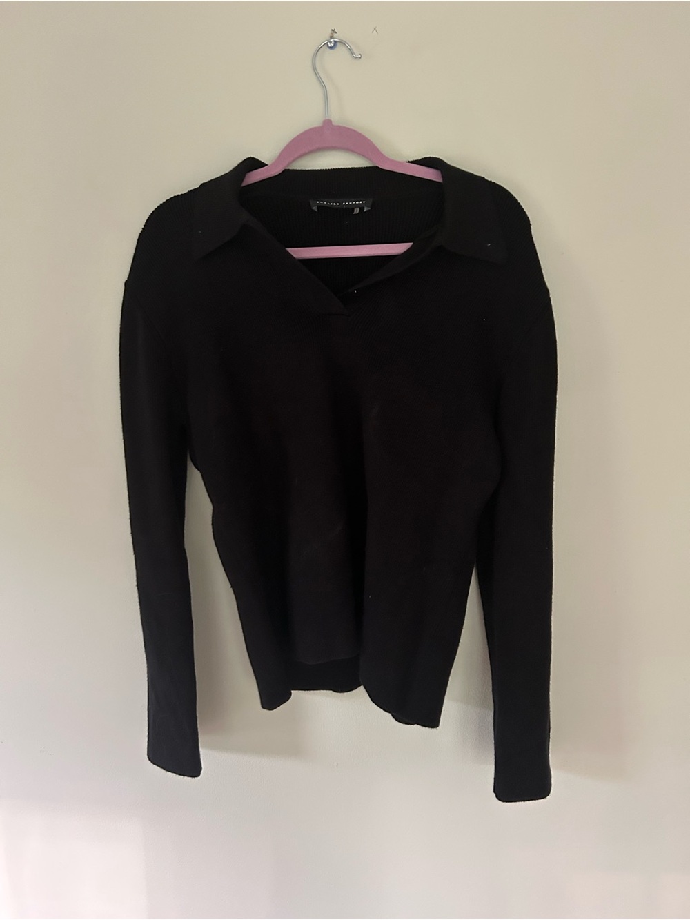 English Factory Black V-Neck Collared Sweater